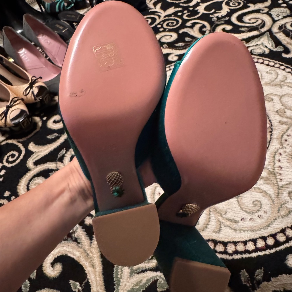 New Aquazzura Luxurious Green Embellished Mules Size 38.5 - Picture 6 of 7
